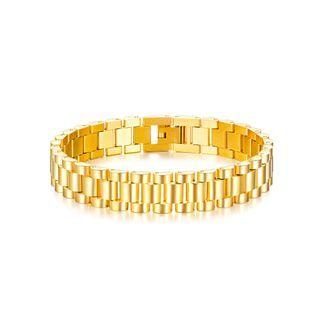 Fashion Simple Plated Gold Geometric 316l Stainless Steel Bracelet 12mm Golden - One Size