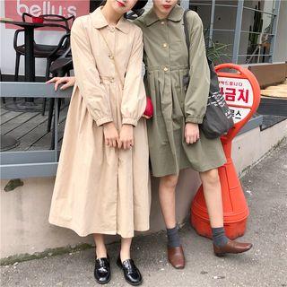 Collared Button Trench Coat/ Long Trench Coat