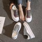 Sequined Panel Platform Sneakers
