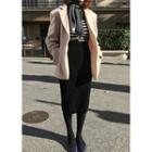 Band-waist Ribbed Midi Skirt