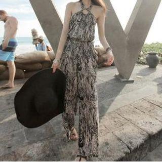 Halter Patterned Jumpsuit