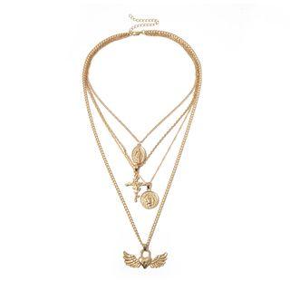 Alloy Flying Heart Pendant Layered Necklace