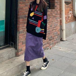 Jacquard Sweater / Midi Fitted Skirt / Set