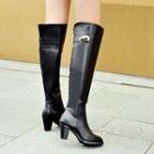 Chunky Heel Fleece-lined Tall Boots