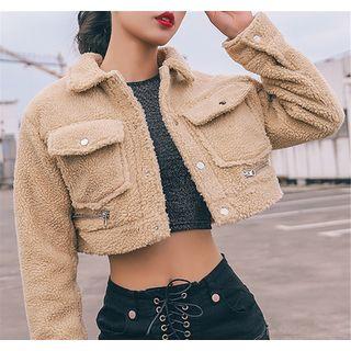 Crop Fleece Button Jacket