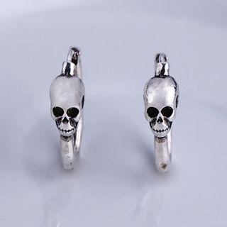 Skull Mini Hoop Earring 1 Pc - Silver - One Size