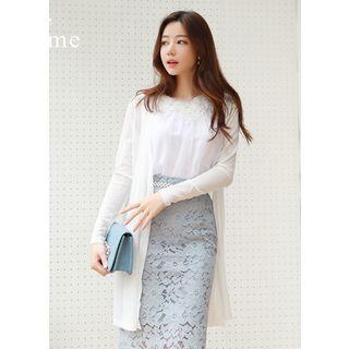 Open-front Shirred-back Cardigan