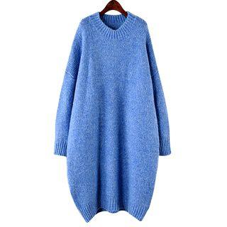 Melange Long-sleeve Knitted Dress