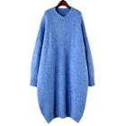 Melange Long-sleeve Knitted Dress