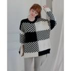 Stripe Color-block Wool Blend Sweater