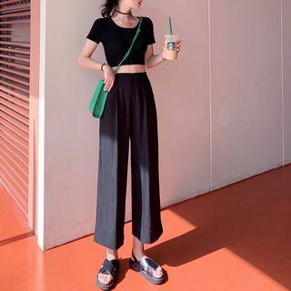 Two-way Cropped Wide Leg Pants