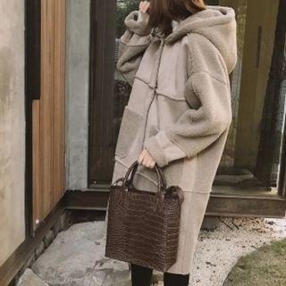 Hooded Faux Suede Coat