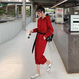 Hooded Cropped Cargo Jumpsuit