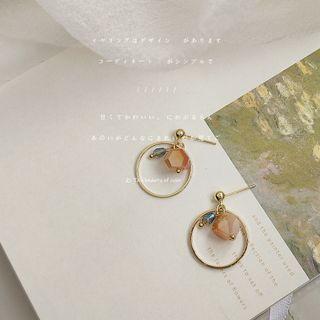 Peach Faux Crystal Alloy Earring 1 Pair - C-344 - Gold - One Size