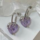 Heart Resin Alloy Dangle Earring 1 Pair - S925 Silver Needle Earrings - Purple - One Size