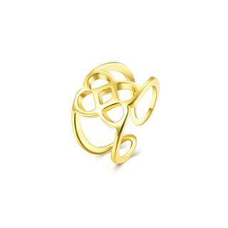 Simple Plated Gold Pattern Adjustable Split Ring Golden - One Size