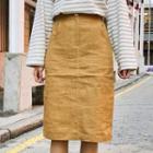 Pocket-side Stitched H-line Skirt