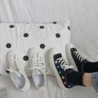 Flower-print Lace-up Canvas Sneakers