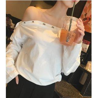 Off-shoulder Long-sleeve T-shirt / Wide Leg Pants