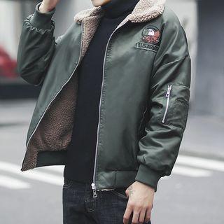 Fleece Collar Padded Bomber Jacket