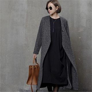 Snap-button Maxi Knit Cardigan