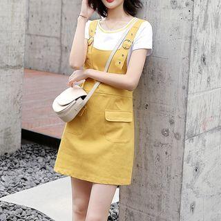 Set: Short-sleeve T-shirt + A-line Mini Pinafore Dress