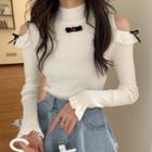 Long-sleeve Cold Shoulder Knit Dress / Top