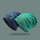 Numerical Embroidered Knit Slouchy Beanie