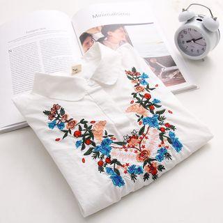 Embroidered Gathered Waist Blouse