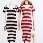 V-neck Striped Knit Dress
