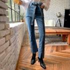 Slit-hem Boot-cut Jeans With Sash