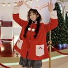 Brushed Fleece Hooded Jacket Red - One Size