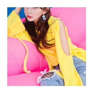 Cutout-shoulder Tie-detail Top
