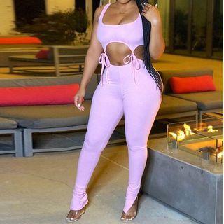 Cut-out Spaghetti-strap Sports Jumpsuit / Short-sleeve Sports Playsuit