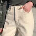 Fleece-lined Straight-cut Chino Pants