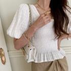 Square-neck Smock Blouse Ivory - One Size