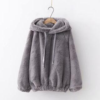 Ear-accent Hood Fleece Sweatshirt
