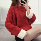 Tow-tone Chunky Knit Sweater