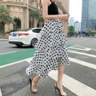 Tiered Dotted A-line Midi Skirt