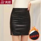 Faux-leather Straight-fit Skirt