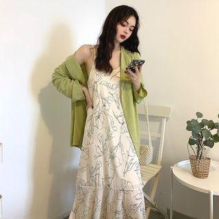 Loose-fit Shirt / Flower Print Sleeveless Dress
