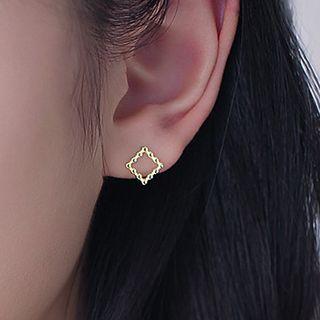 925 Sterling Silver Square & Bead Earring