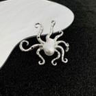 Octopus Faux Pearl Alloy Ring Silver - One Size
