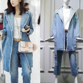 Set: Denim Coat + Jeans + Short-sleeve T-shirt