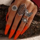 Set Of 4 : Retro Alloy Ring (assorted Designs) 17325 - Set - Silver - One Size