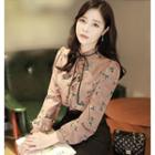 Stand Collar Floral Blouse