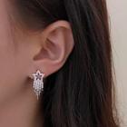 Rhinestone Star Drop Earring 1 Pair - Tassel Zircon Pentagram Earring - Silver - One Size