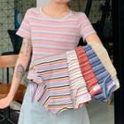 Striped Shirt-sleeve T-shirt