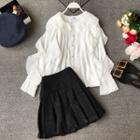 Set: Frill-trim Shirt + Pleated Mini Skirt