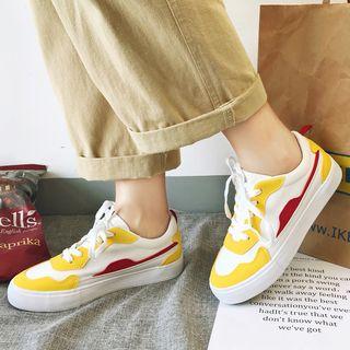 Color Block Lace-up Canvas Sneakers